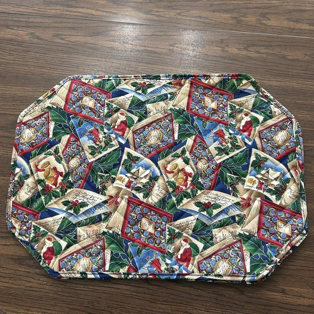 Vintage Handmade 80's-90's‎ Handmade Quilted Christmas Placemats, Set Of 4